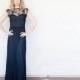 Bridesmaids glamours black maxi dress with a lace back