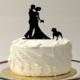 WITH PET DOG Wedding Cake Topper Silhouette Wedding Cake Topper Bride + Groom + Dog Family of 3 Cake Topper Dog Cake Topper bulldog