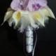Orchid Bouquet with Callas and Feathers, FFT Design, Silk Pink Purple Phalaenopsis Bridal Wedding Flowers, Made to Order