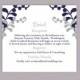 DIY Wedding Details Card Template Editable Text Word File Download Printable Details Card Navy Blue Silver Details Card Enclosure Cards