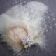 Bridal, feathered, Fascinator, Head, Piece, Feather, Hair, Clip, Wedding, Accessory, ivory, peach, off white, facinator - IVORY PEACH PRETTY