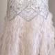 SUE WONG GATSBY Feather Gown Dress Pageant Wedding Prom Champagne Silver 8 NEW