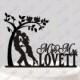 Wedding Cake Couple in Love Topper Mr and Mrs Silhouette Personalized with Last Name, Acrylic, Tree, Love birds Topper [CT46]