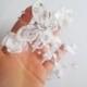 White barrette wedding hair clip wedding first communion butterfly hand made silk flower faux pearls