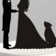 Wedding Cake Topper Silhouette Groom and Bride with Dog, Acrylic Cake Topper [CT38pd]