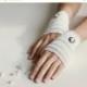 ON SALE Pleated  bridal short gloves lace mittens multi layered gloves