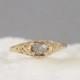 Raw Diamond Engagement Ring - 14K Yellow Gold - Antique Style Ring - Filigree - April Birthstone - Raw Gem Rings - Rough Uncut Diamond Ring