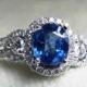 Sapphire Engagement Ring Diamond Halo Ring 0.93 Carat Ceylon Blue Natural Sapphire 0.44 cttw round brilliant cut Diamond 18k White Gold