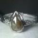 Rose cut diamond ring, engagement Ring, Solitaire  Diamond & White Gold Twig ring , Rose Cut Diamond Branch Ring, Wedding Ring