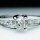 Vintage .80cttw Princess Cut Diamond Engagement Ring - 14k White Gold - Size 5 - Free Sizing - Layaway