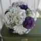 Eco Friendly Paper Flower Bouquet - Maps Purple Rose Peony Daisy Rosette