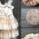 Rustic Flower Girl Dress -Lace Pettidress-Rustic Flower Girl-Country Flower Girl Dress- Cream-Champagne Dress-Country Wedding-With Headband