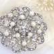 Spring Camellia - Vintage style Rhinestone and Freshwater pearl Bridal Hair Comb