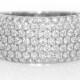 Wide Pave Diamond Band, 7 Rows Anniversary Diamond Ring, 14k Solid Gold.