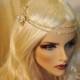 Double Gold Crystal Brooch Headband, Bridal Vintage Gold Brooch, Bohemian, Halo, Bride Gold Rhinestone, Gold Crystal Brooch Headband~
