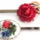 Red Hairpins Bridal Hair Accessory Holiday Fashion Hairpins Wedding Flower Clips