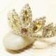 Rhinestone Princess Crown Gold Tiara Comb for Bridal Wedding Pagents // Gold and Amber Stone