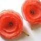 salmon coral rose blossom flower bobby pins (2 pieces)