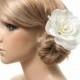 Gardenia Hair Clip / Brooch / Corsage, Real Touch Gardenia Rose Fascinator in Natural Cream White