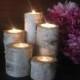 Birch Bark Log Tea Light  Candle Holders  for your Wedding  Centerpieces Candles Table Reception Centerpieces