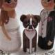 Wedding Cake Topper / Custom Painted Wood Peg Dolls/ Personalized Plaque / Couple Plus 1 small peg (perfect for children or pets) and Plaque