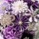 Fabric Wedding Bouquet, brooch bouquet "Lilac Charm", Purple, Dark purple, White and Light purple