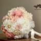 Bridal bouquet, ivory pink bouquet, wedding bouquet