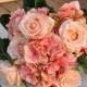 Coral, salmon rose wedding bouquet. - New