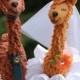 Llama wedding cake topper with personalized banner, custom bride and groom more than 6" tall