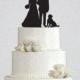 Wedding Couple Silhouette with Dog Acrylic Cake Topper - 24 Dog Breeds to Choose From