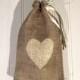 BURLAP Heart Favor Bags - 6" x10"- Love Shabby Chic Vintage Inspired Rustic Wedding Decor