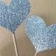 120 Cupcake Toppers Sparkling SILVER HEARTS Wedding Cake Decorations Food Picks Appetizers
