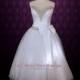 Strapless Retro 50s Ballerina Wedding Dress with Jeweled V Neck 