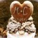 Winter Wedding Cake Topper Wooden Heart Customized Cake Toppers