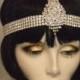 1920s Bridal Headpiece, Art Deco, Downton Abbey, Flapper Headband, Gatsby ,1930s, Silver, Crystals, Rhinestones, Elastic READY TO SHIP # 455