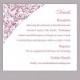 DIY Wedding Details Card Template Editable Text Word File Download Printable Details Card Eggplant Details Card Elegant Enclosure Cards