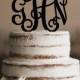 Monogram Three Initial Wedding Cake Topper, Custom Cake Topper in Calligraphy Font in Your Choice of 15 Colors and 6 Glitter Options- (S045)