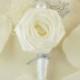 Snow Frost Custom Origami Boutonniere, Boutonniere, Buttonhole, Winter Wedding, Winter Boutonniere