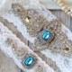 CUSTOMIZABLE Garter Set - Wedding Garter w/ toss - Turquoise Blue Garter, Something Blue, Crystal Garters, Bridal Garter, Rhinestone