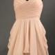 Sweetheart Pearl Pink Bridesmaid Dress, A-line Short Chiffon Bridesmaid Dress