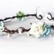 Blue and White Rose Floral Crown Halo Flower Girl Bridesmaid Garland