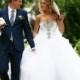 Beautiful sweetheart neck princess tulle ball gown wedding dress
