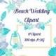 Beach Wedding Clipart Nautical Wedding Invitation Clip Art Sea Coastal Ocean Seashells Hydrangea Wreath DIY Wedding Turquoise Mint Lilac