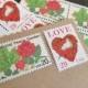 Roses are Red .. UNused Vintage Postage Stamps  .. post 5 letters