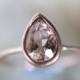 Morganite 14K Rose Gold Engagement Ring, Stacking Ring, Gemstone Ring, Eco Friendly, Pear Shape Gold Ring - Made To Order