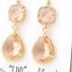 Peach Champagne / Gold Long Rope Rim Earrings - Champagne Earrings - Peach Earrings - Bridesmaid Earring - Gold Bridesmaid Earring-ER2