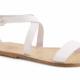 Women's flat sandals in leather with Vintage effect - Italian Boutique