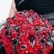 Red Black Wedding Brooch Bouquet. Deposit – “Milan Rouge”  Red and Black Wedding Bouquet. Red, Black Bridal Broach Bouquet