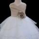 Ivory Champagne Flower Girl Tea- Length dress tie sash pageant wedding bridal recital children tulle toddler sizes 12-18m 2 4 6 8 10  