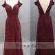 Elegant Burgundy Long Chiffon Prom Dresses/Beach Wedding Dress/Vintage Dress/Evening Dresses/Prom Party/Custom Made 0335
